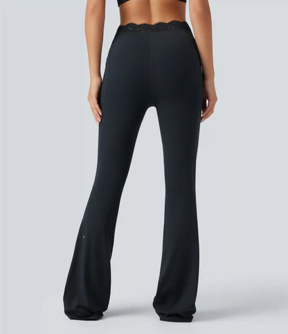 Halara UltraSculpt™ V-Shaped High Waisted Contrast Lace Bootcut Yoga Leggings with Pockets