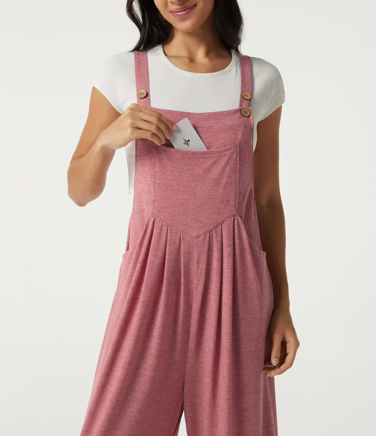 Heathered Casual Overalls with Pockets