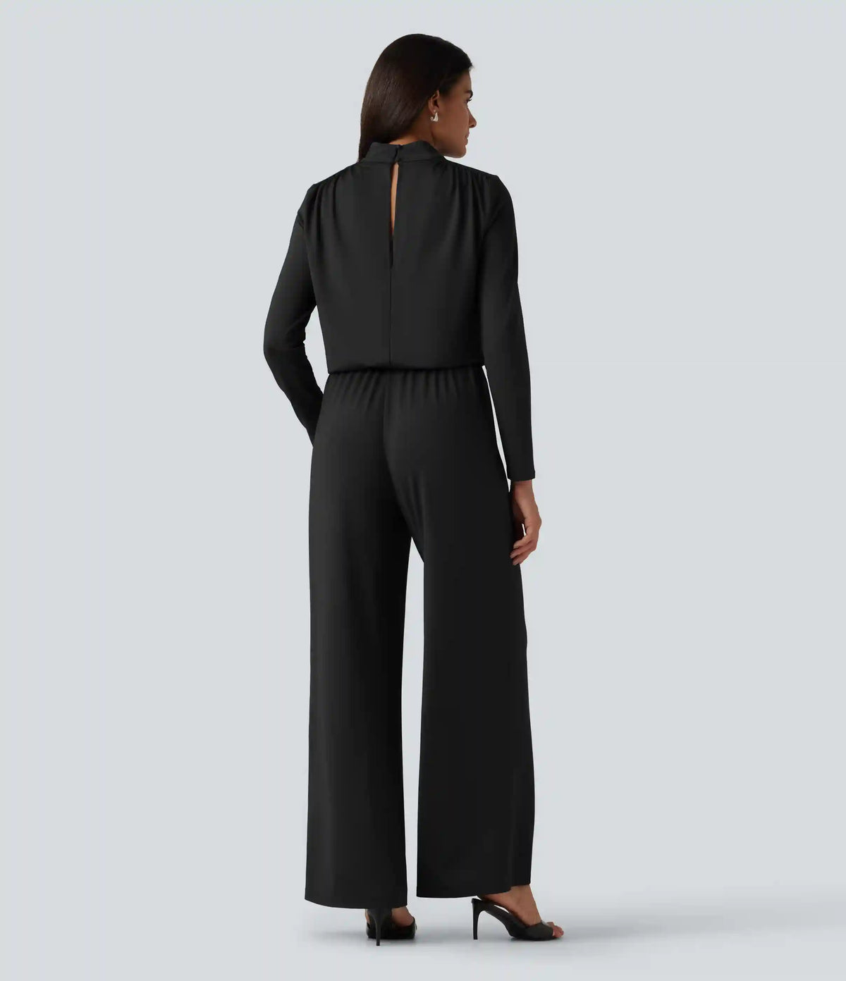 Stand Collar Long Sleeve Straight Leg Jumpsuit with Pockets-Easy Peezy Edition