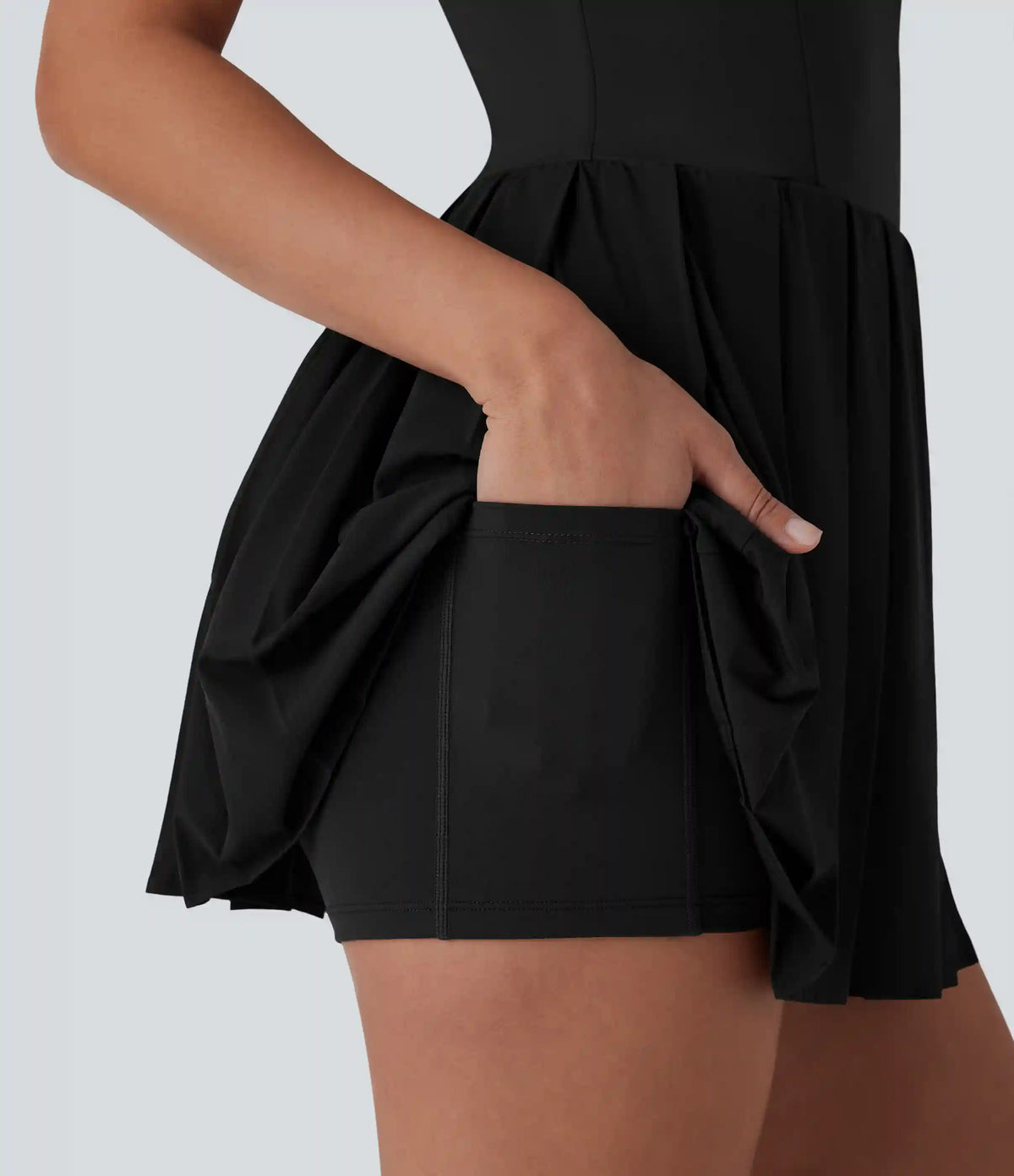 Breezeful™ Pleated Adjustable Buckle 2-in-1 Pocket Micro Mini Quick Dry Casual Slip Dress