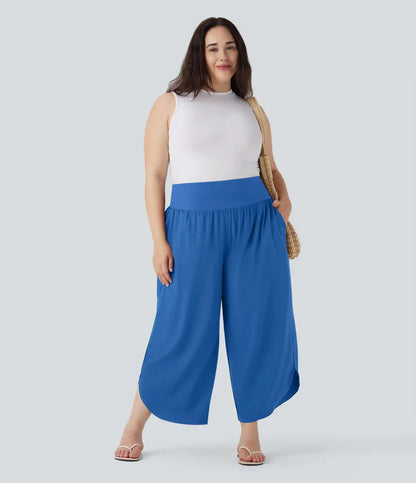 Plus Size Breezeful™ High Waisted Tummy Control Hem Quick Dry Pants with Pockets