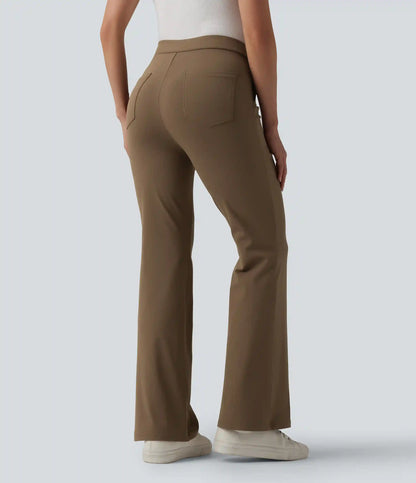 Halara Flex™ DayStretch Asymmetric Mid Rise Flare Work Pants with Pockets