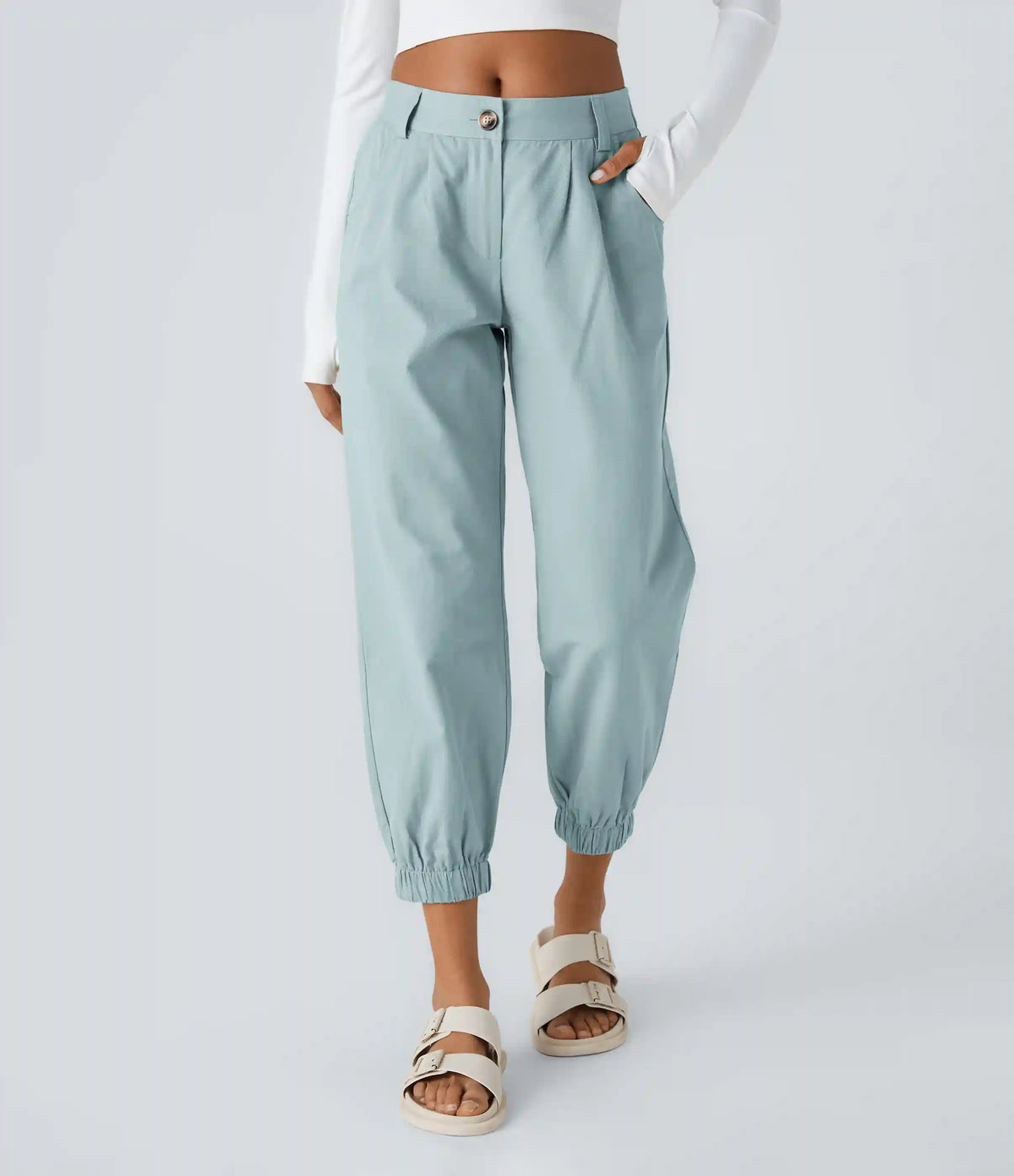 Mid Rise Casual Joggers with Pockets
