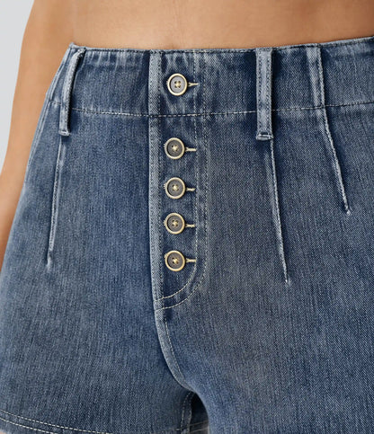Halara Flex™ High Waisted Decorative Pockets Denim Casual Shorts 2''