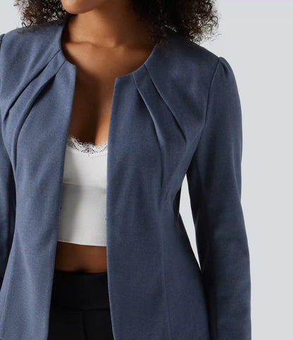 Round Neck Hook and Eye Work Blazer