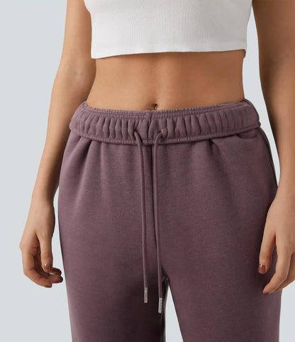High Waisted Inside Drawstring Fleece Casual Joggers with Pockets