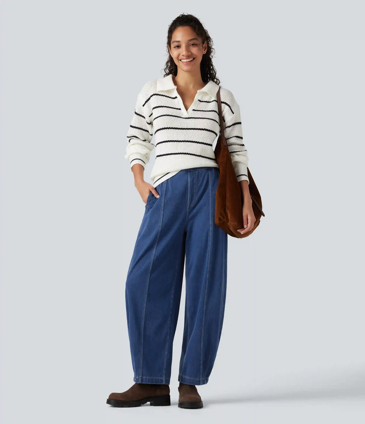 Halara Flex™ High Waisted Barrel Leg Casual Jeans with Pockets