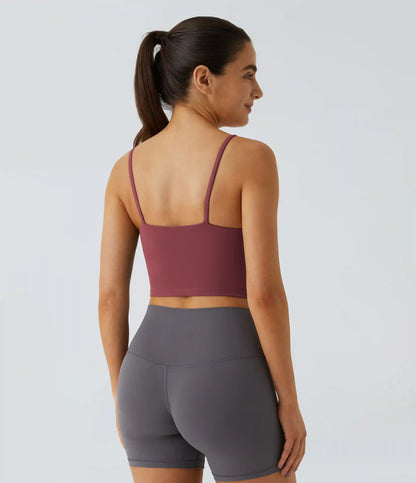 Basic Padded Workout Cropped Low Support Tank Top A-D Cups