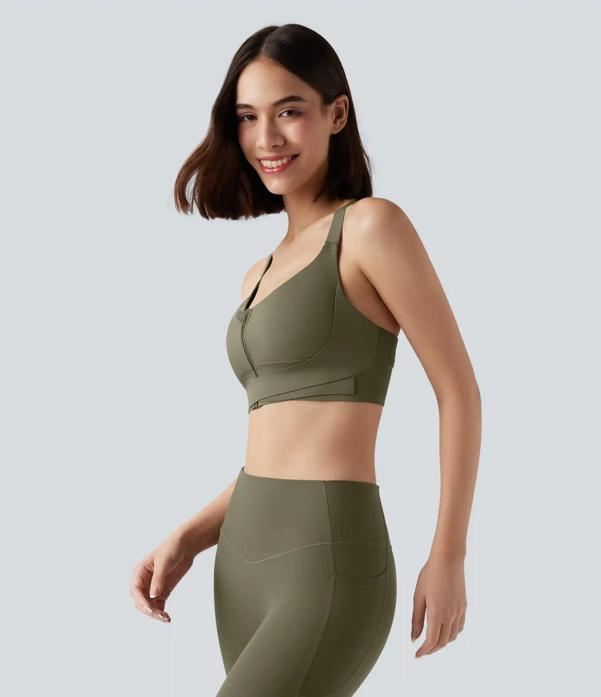SpeedWave™ Medium Support Push Up Zipper Adjustable Buckle Quick Dry Running Sports Bra