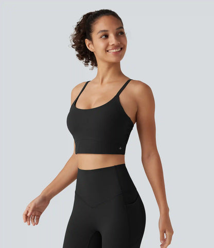 Halara UltraSculpt™ Ribbed Light Support U Neck Built-in Bra Yoga Tank Top