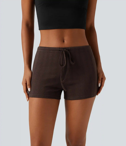 Low Rise Drawstring Skinny Casual Shorts 3"
