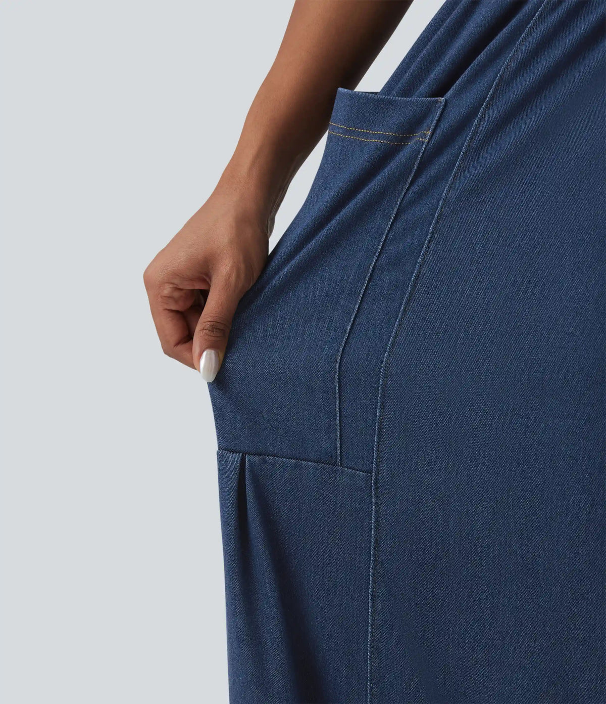 Halara Flex™ Mid Rise Drawstring Wide Leg Draped Lyocell Casual Jeans with Pockets