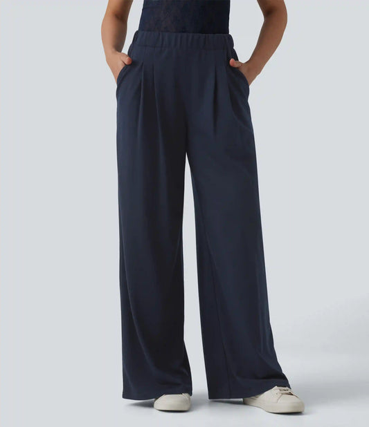 Mid Rise Wide Leg Casual Sweatpants with Pockets