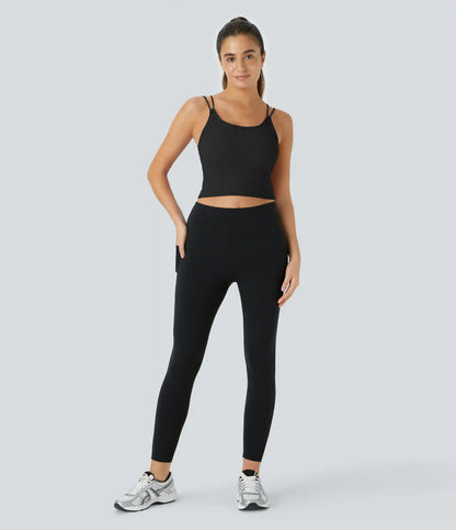 OneForm Seamless Flow Double Straps V Back Cropped Running Cami Top