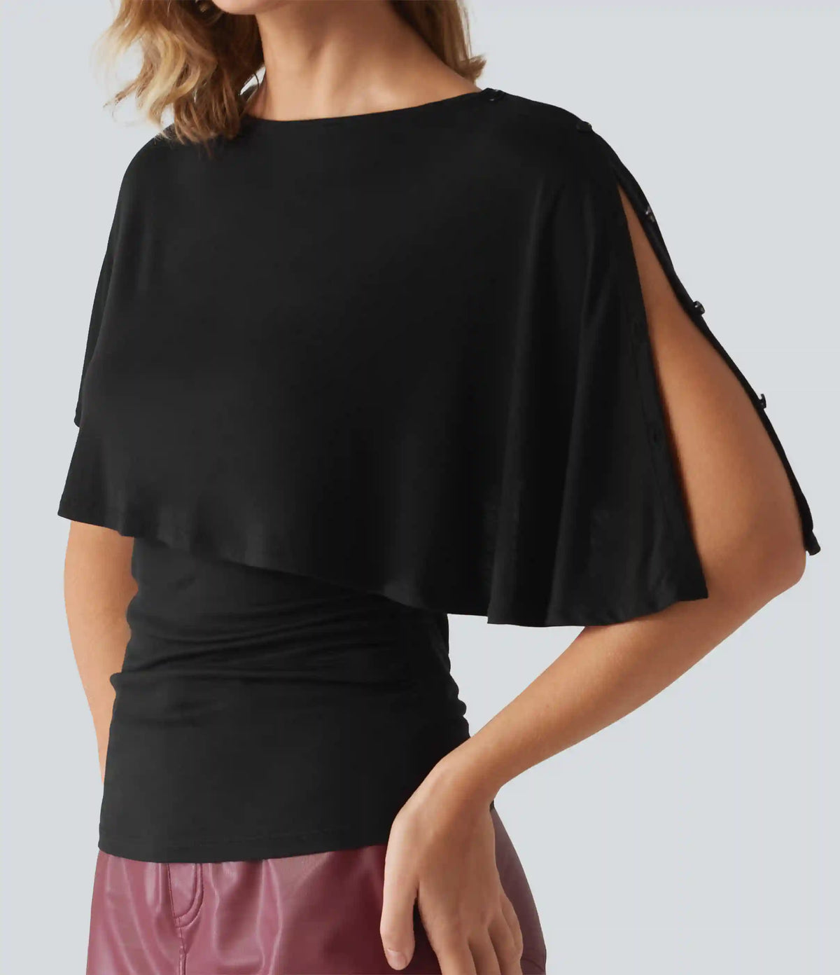 Ribbed Short Sleeve Asymmetric Casual Top