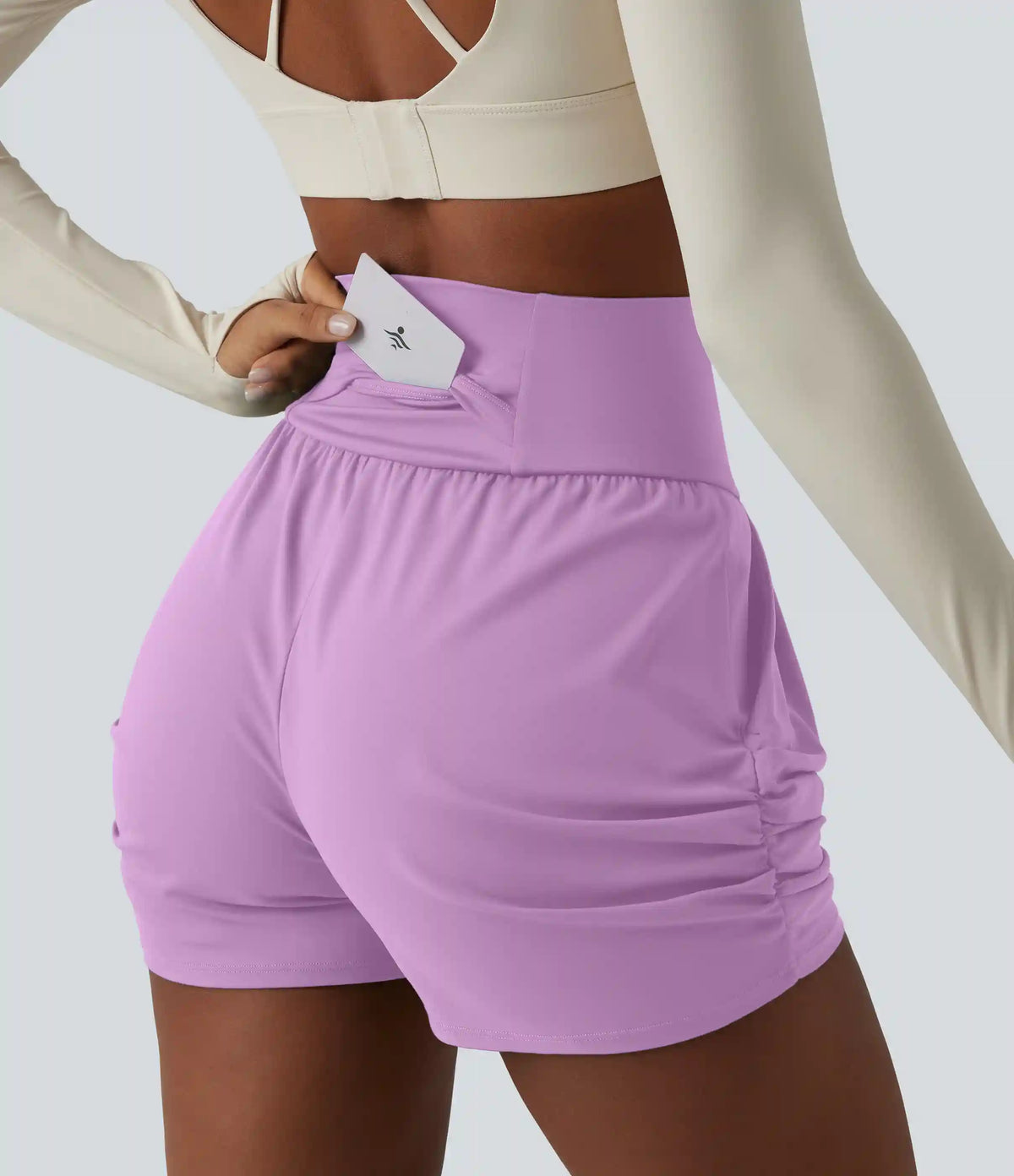 SoftlyZero™ Airy High Waisted Ruched InstantCool Yoga Shorts 3'' with Pockets