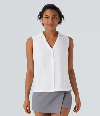 V Neck Sleeveless Work Shirt