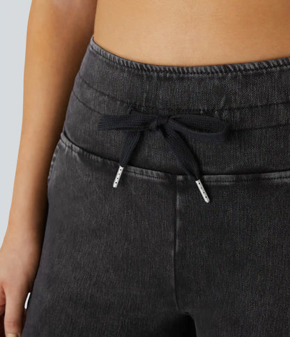 Halara Flex™ High Waisted Drawstring Pocket Washed Casual Jeans
