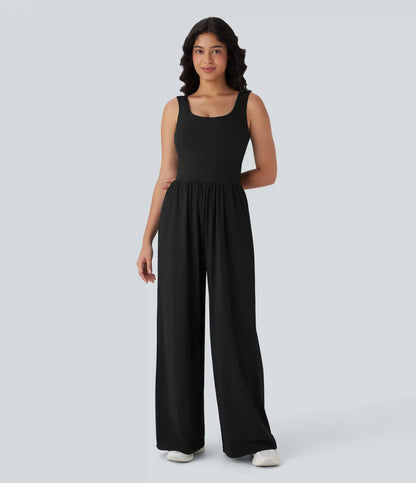 SoftlyZero™ Airy Wide Leg InstantCool Yoga Jumpsuit with Pockets-Easy Peezy