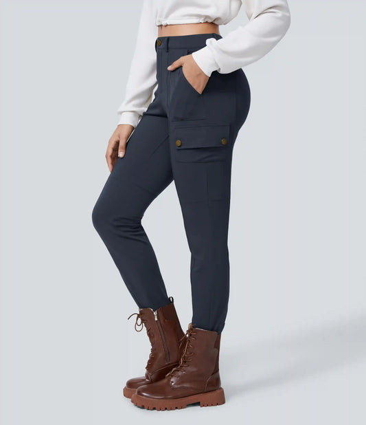 DayStretch High Waisted Zipper Pockets Solid Skinny Cargo Pants