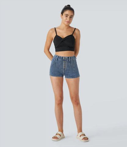 Halara Flex™ High Waisted Decorative Pockets Denim Casual Shorts 2''