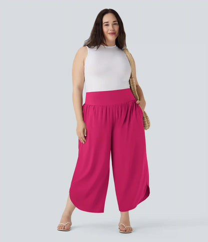 Plus Size Breezeful™ High Waisted Tummy Control Hem Quick Dry Pants with Pockets