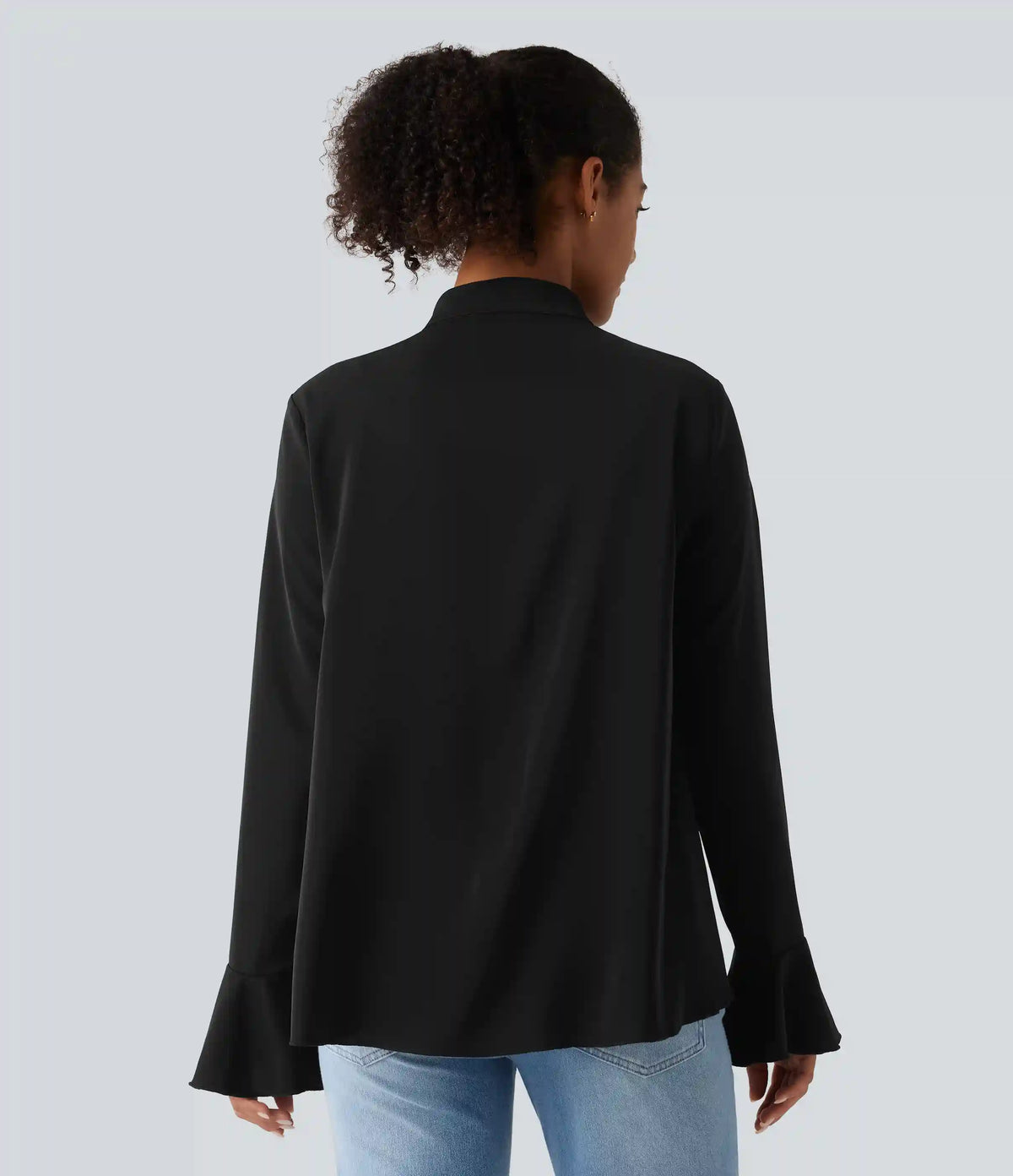 Wrinkle Recovery Stand Collar Ruffle Long Sleeve Party Shirt