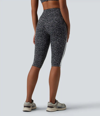 Halara UltraSculpt™ Leopard Print High Waisted Tummy Control Color Block Stripe Pedal Pusher Training Leggings with Pockets