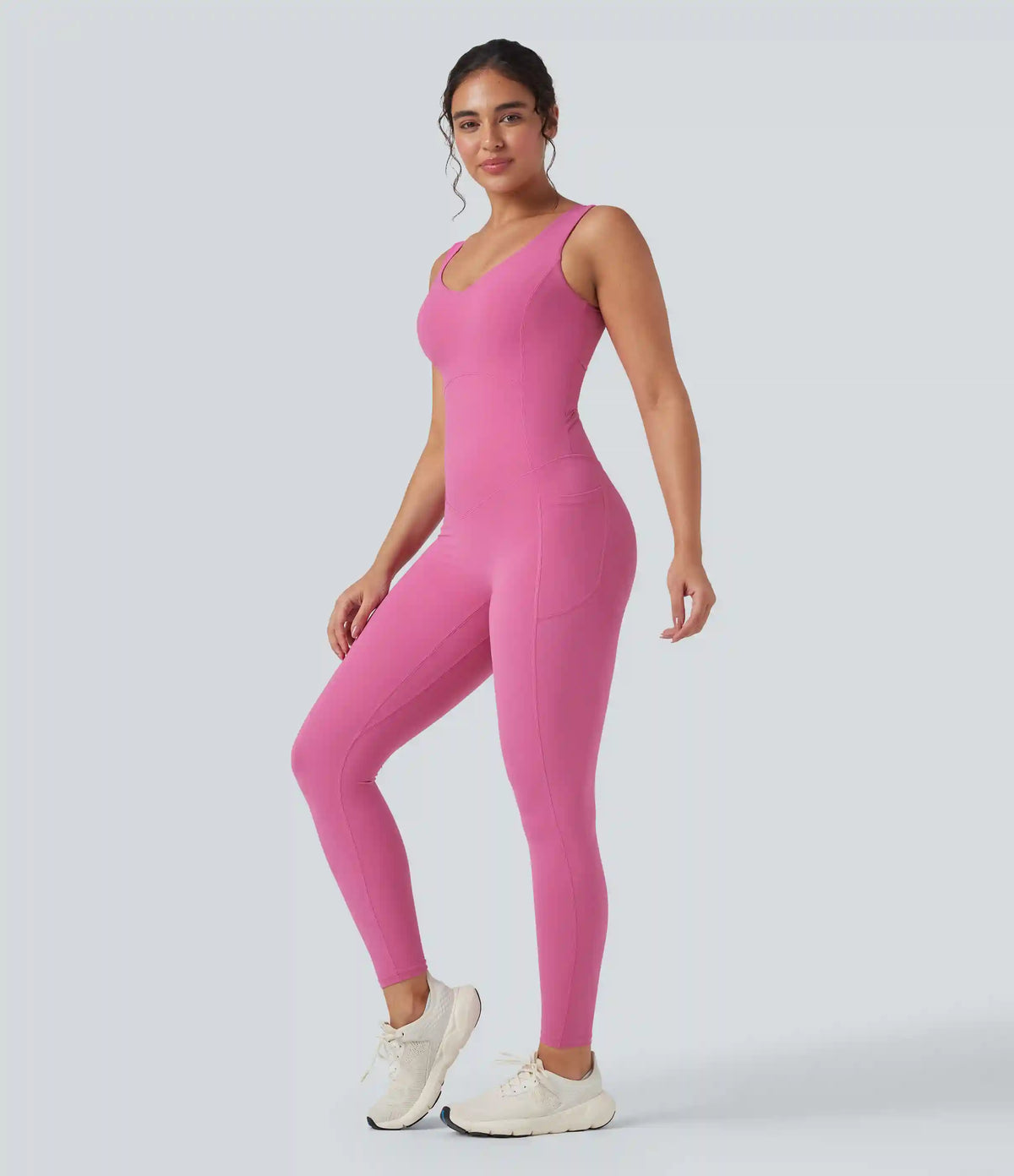 Halara UltraSculpt™ V Neck Tummy Control Butt Lifting Workout Jumpsuit with Pockets