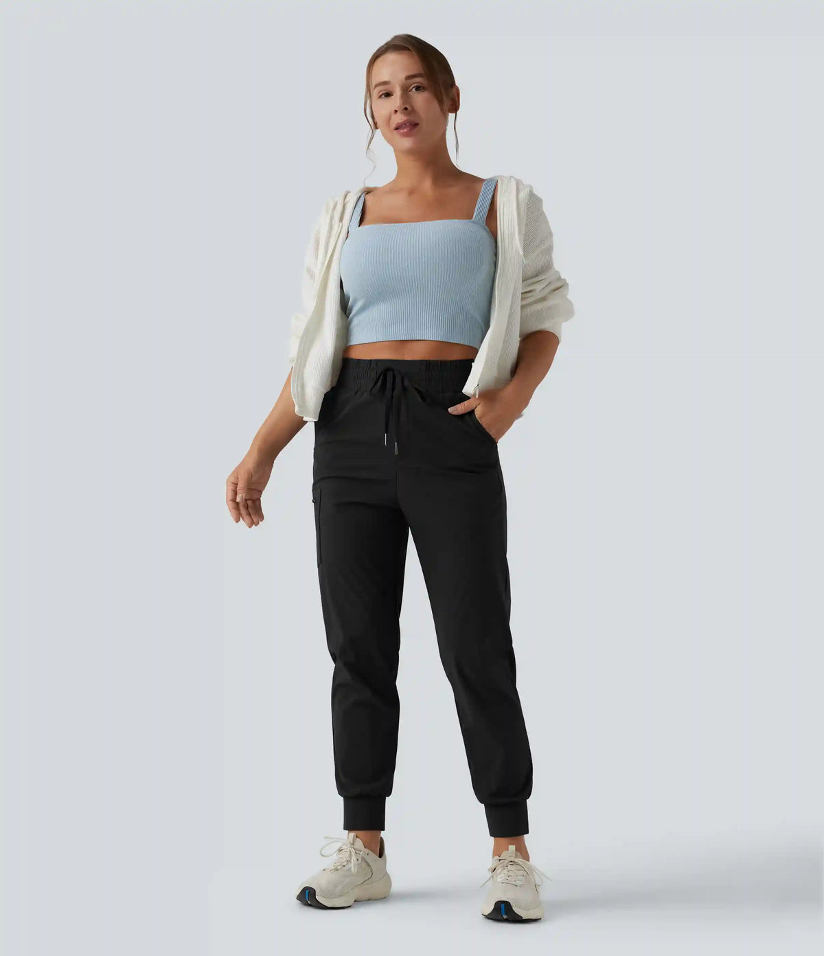 Mid Rise Drawstring Running Joggers with Pockets