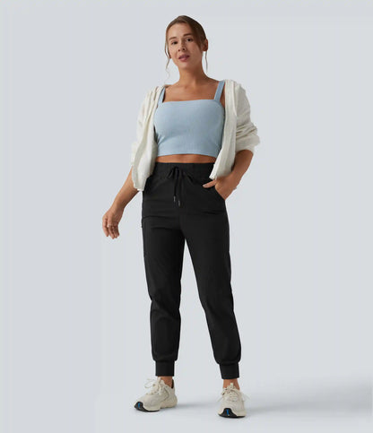 Mid Rise Drawstring Running Joggers with Pockets