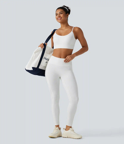 Ribbed Knit Low Support Built-in Bra Yoga Sports Bra