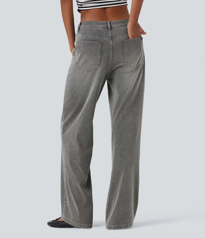 Halara Flex™ Mid Rise Straight Leg Casual Jeans with Pockets