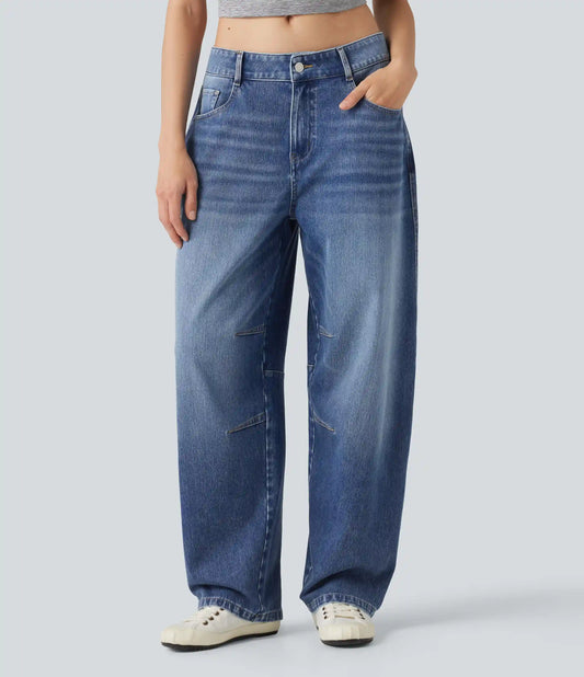 Halara Flex™ Low Rise Barrel Leg Casual Jeans with Pockets