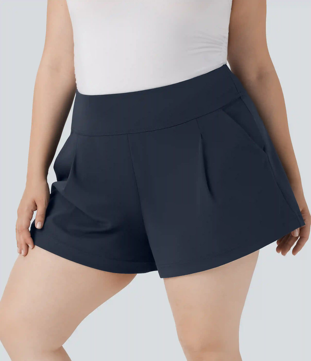 Plus Size DayStretch High Waisted Work Shorts with Pockets