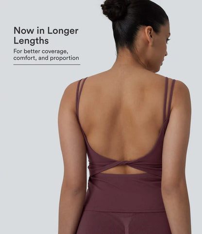 Halara UltraSculpt™ Double Straps Twisted Backless Cropped Yoga Tank Top-Longer Length