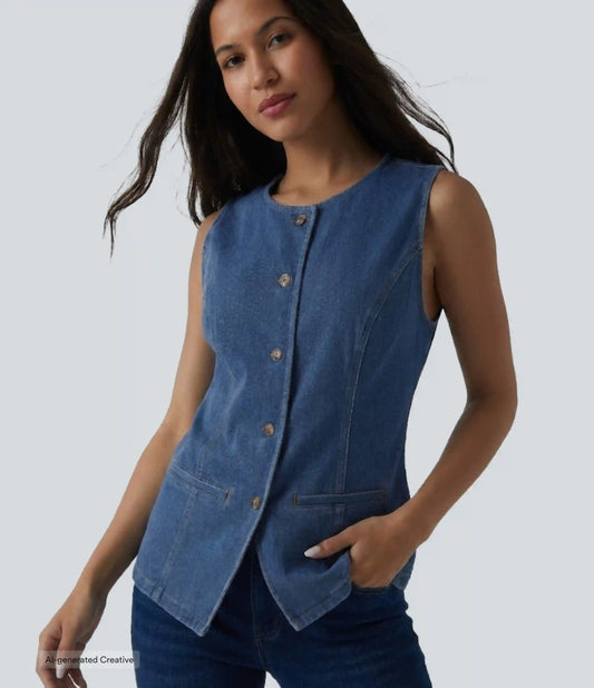 Halara Flex™ Round Neck Denim Tank Top