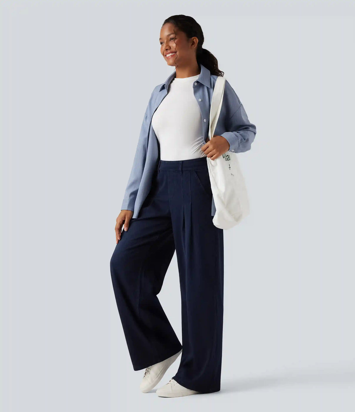 Halara Flex™ Mid Rise Wide Leg Casual Jeans with Pockets