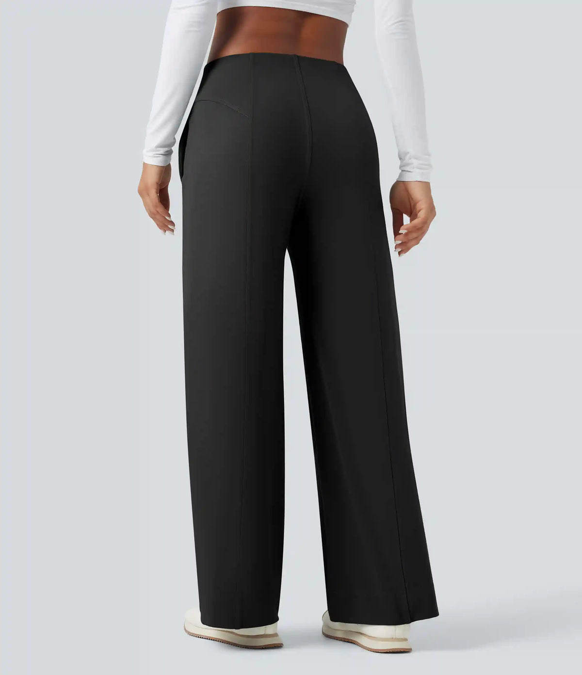 DayStretch Mid Rise Wide Leg Baggy Casual Pants with Pockets