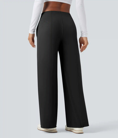DayStretch Mid Rise Wide Leg Baggy Casual Pants with Pockets