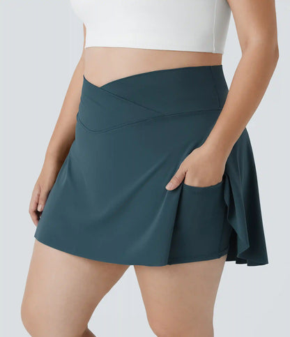 Everyday SoftlyZero™ Airy Crossover Pocket 2-in-1 InstantCool Tennis Plus Size Skirt-Lucid