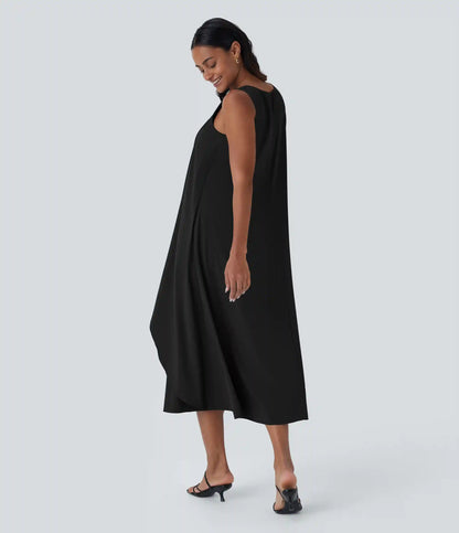 Breezeful™ V Neck Sleeveless Layered Flowy Quick Dry Midi Casual Dress