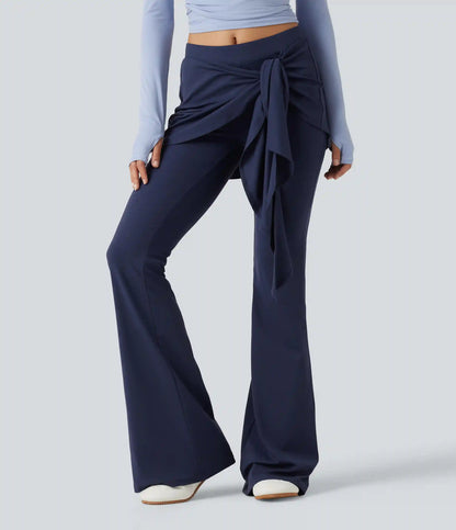 SoftlyZero™ Mid Rise Tie Front Flare Dance Leggings-UPF50+
