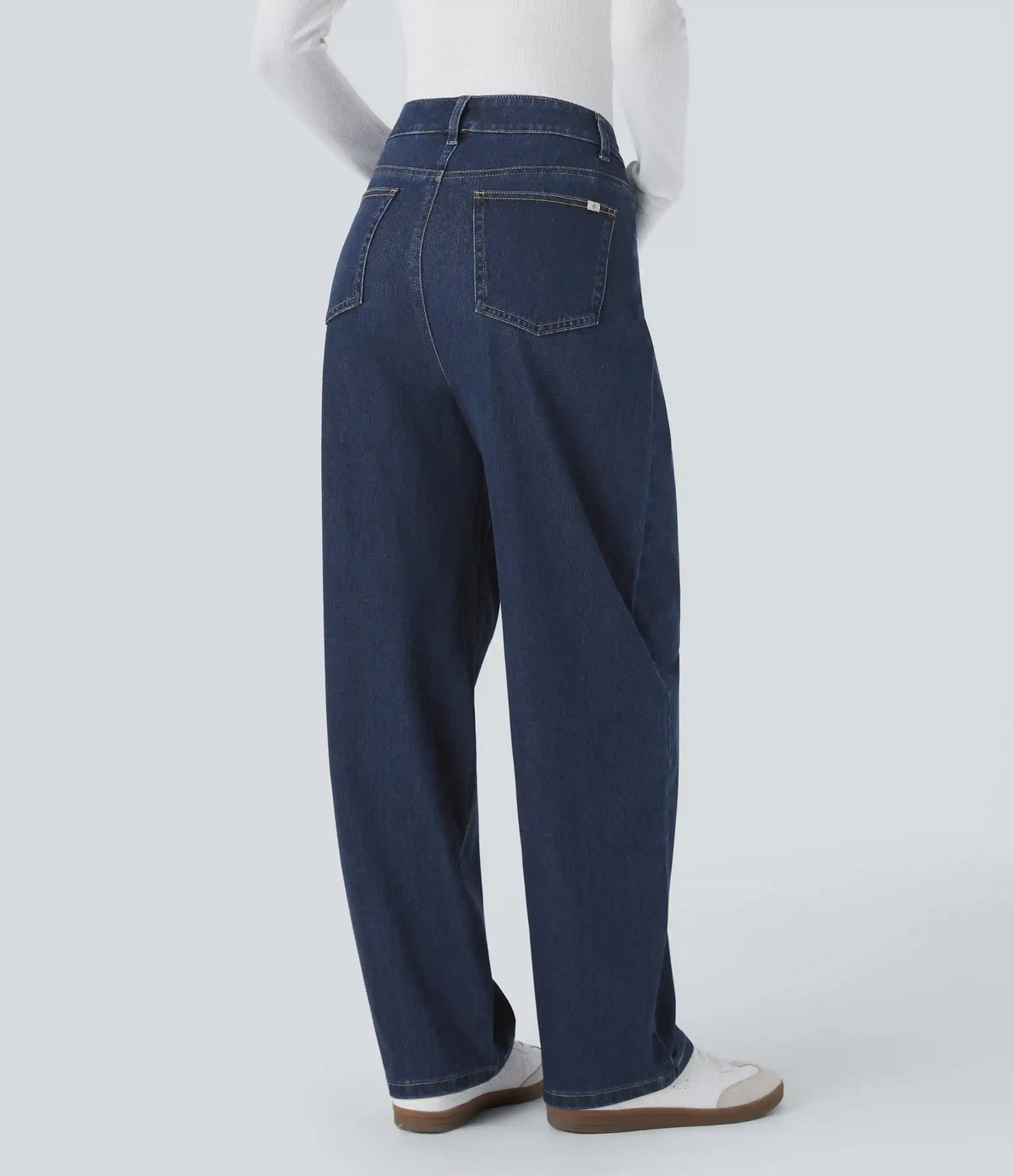 Halara Flex™ High Waisted Pockets Washed Casual Baggy Jeans