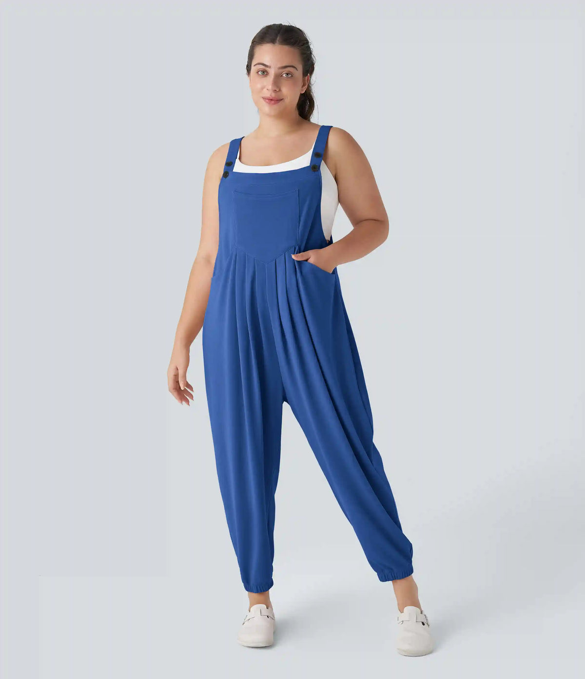 Pockets Waffle Casual Plus Size Jogger Overalls