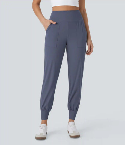 High Waisted Plain Side Pocket Casual Joggers