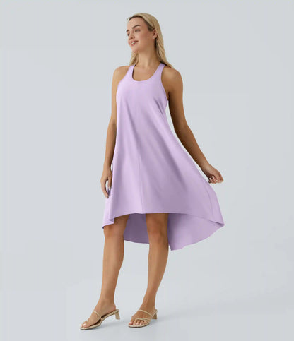 Breezeful™ RacerPocket High Low Flowy Midi Quick Dry Casual Dress