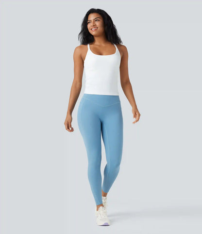 Scoop Neck Crisscross Back Crossover Hem Yoga Cami Top