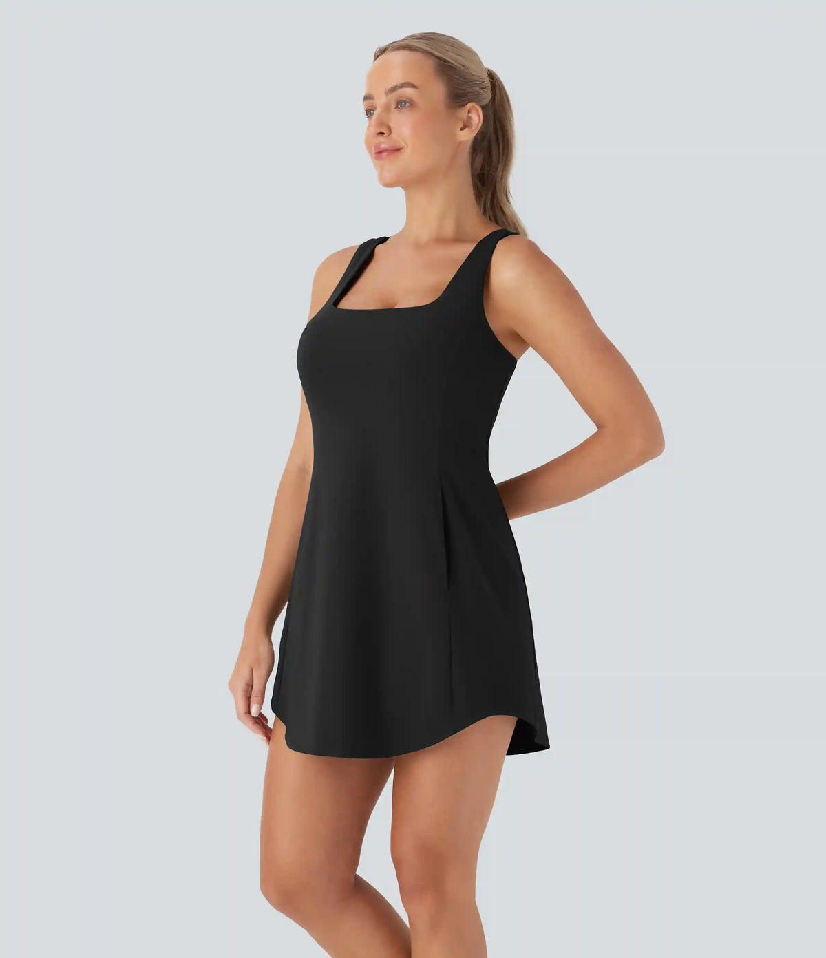 SoftlyZero™ Plush Cut Out Pocket 2-Piece Mini Yoga Active Dress DD-F Cups