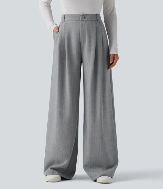 High Waisted Wide Leg Baggy Work Pants with Pockets